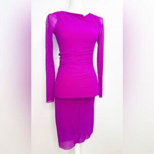 Vtg Rare Jean Paul Gaultier Soleil Magenta Fuchsia Italy Sheer Mesh Dress M